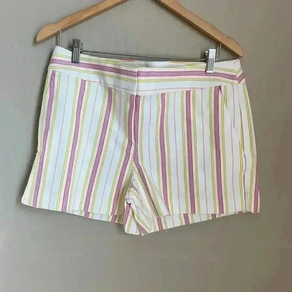 Loft Striped Rivera Shorts Coral Multi Size 8 - Picture 1 of 7